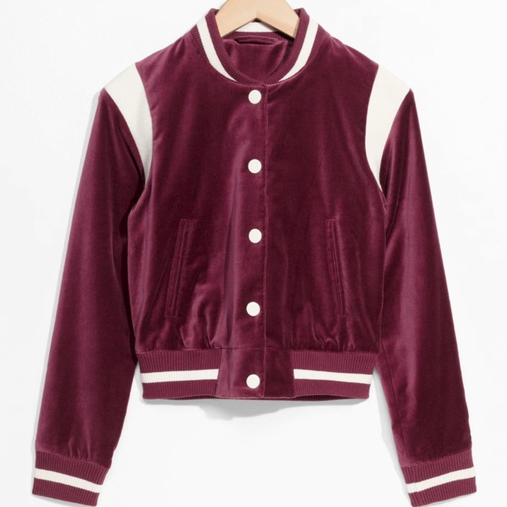 & Other Stories Maroon Velvet Bomber
